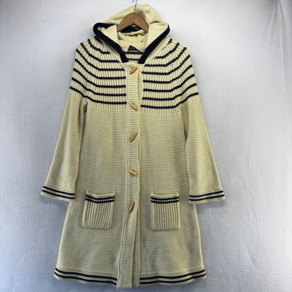 Vintage Oliver Cardigan Sweater Women's Medium Striped Hood Toggle Full Length